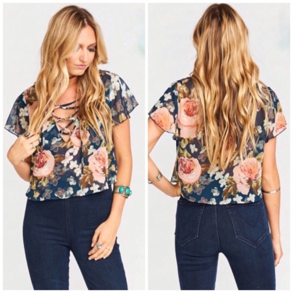 Show Me Your Mumu Silky Floral Top Size Large